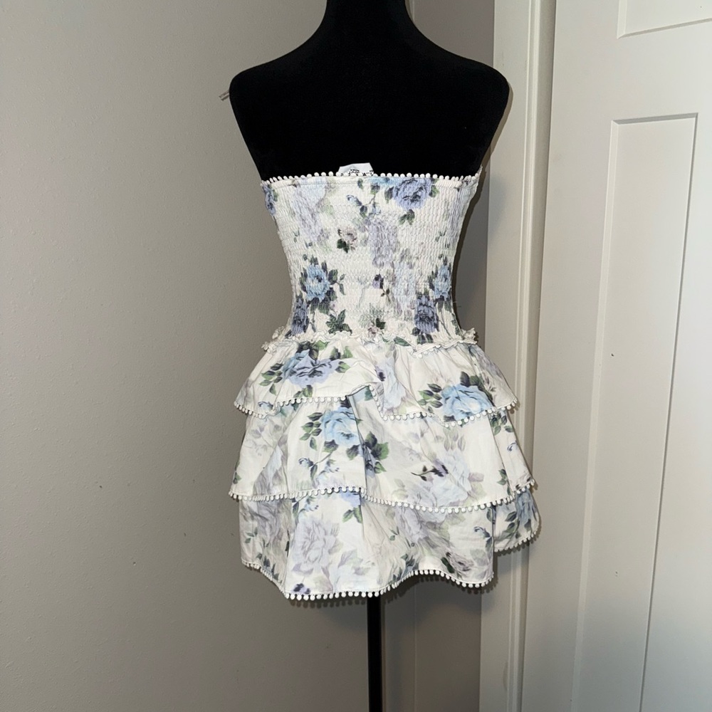 Princess Polly Sunkiss Frill Mini Dress White / Blue 4 - Picture 4 of 6